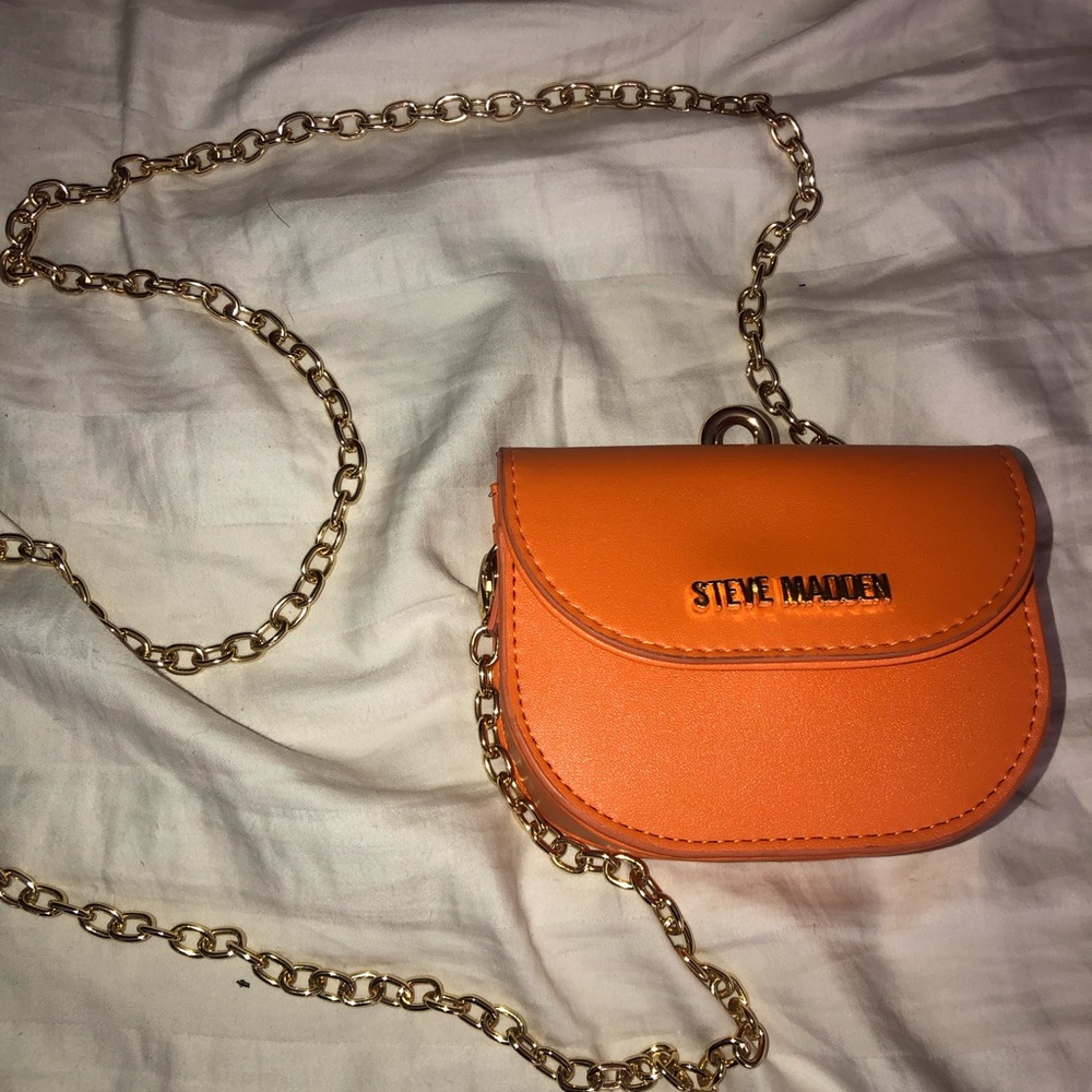 Steve Madden Orange Mini Bag with Gold Chain
